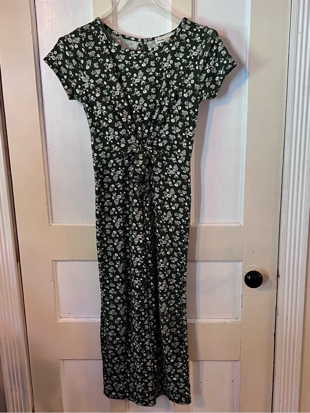 Dreamgirl Dark Green Floral Twist-Waist Midi One-Piece